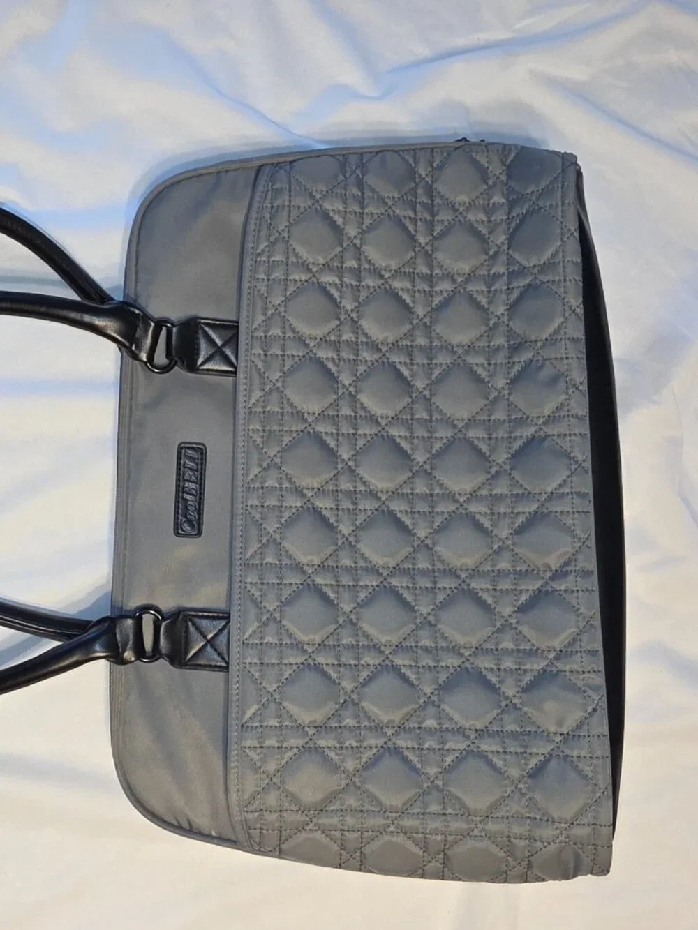 CoolBell Gray Quilted Tote Computer Bag 15.6 Inch Laptop